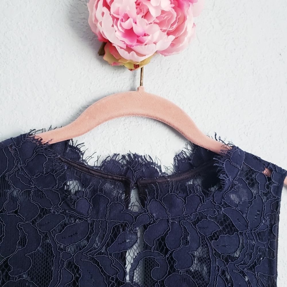 Eliza J Navy High Neck Lace Sheath Dress - Picture 4 of 8